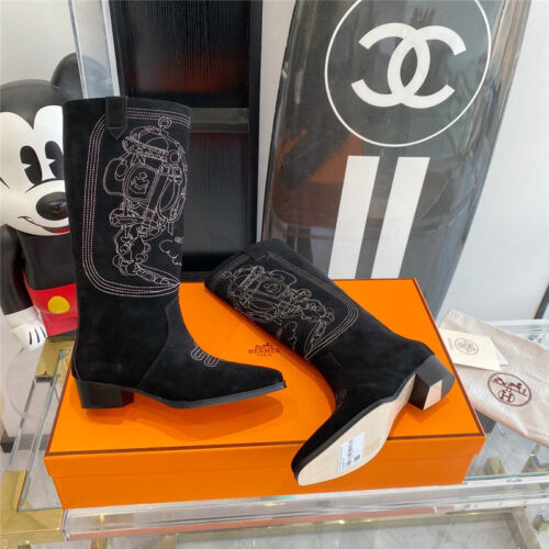 High Quality Luxury Hermes Embroidered Long Boots product detail