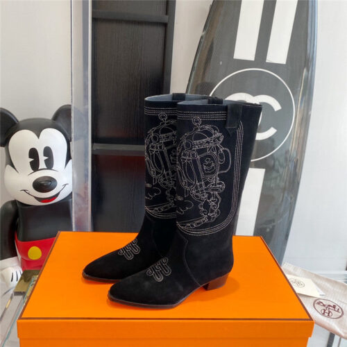 High Quality Luxury Hermes Embroidered Long Boots product detail