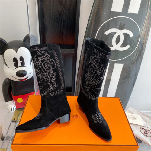 High Quality Luxury Hermes Embroidered Long Boots product detail