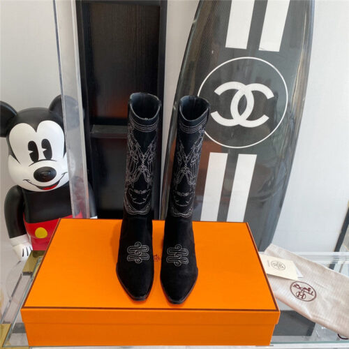 High Quality Luxury Hermes Embroidered Long Boots alternate view