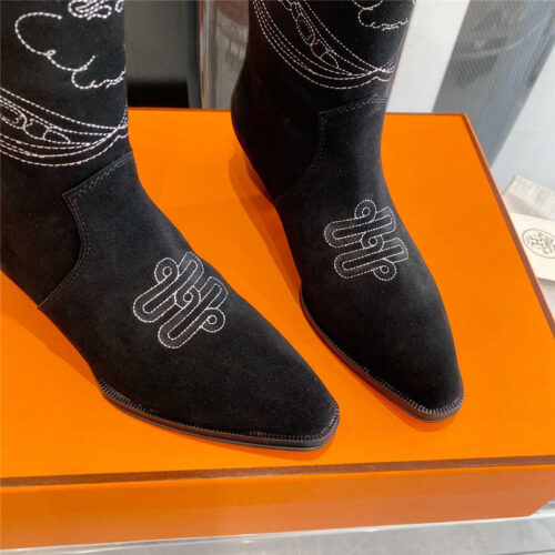 High Quality Luxury Hermes Embroidered Long Boots product detail