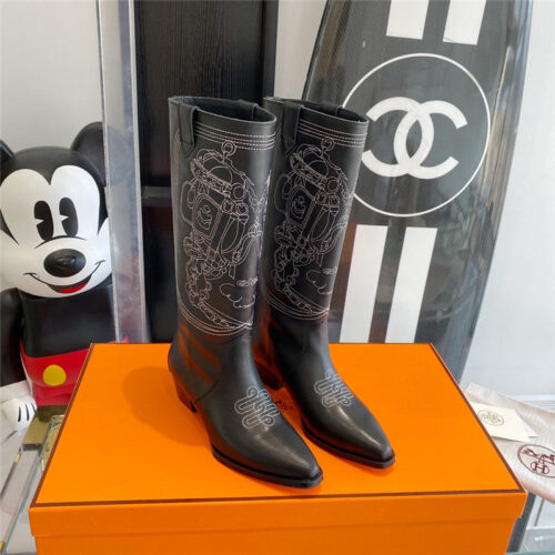 High Quality Luxury Hermes Embroidered Long Boots – Style 29251