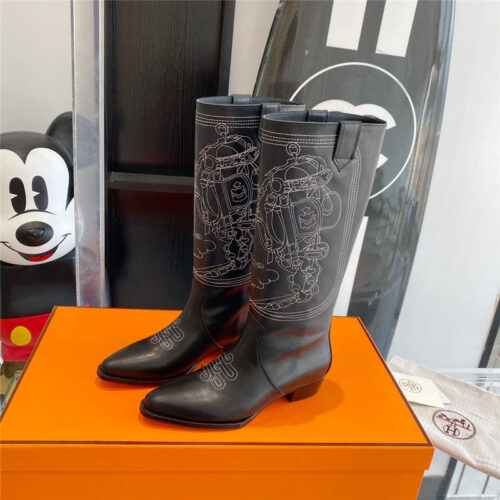 High Quality Luxury Hermes Embroidered Long Boots – Style 29251 alternate view
