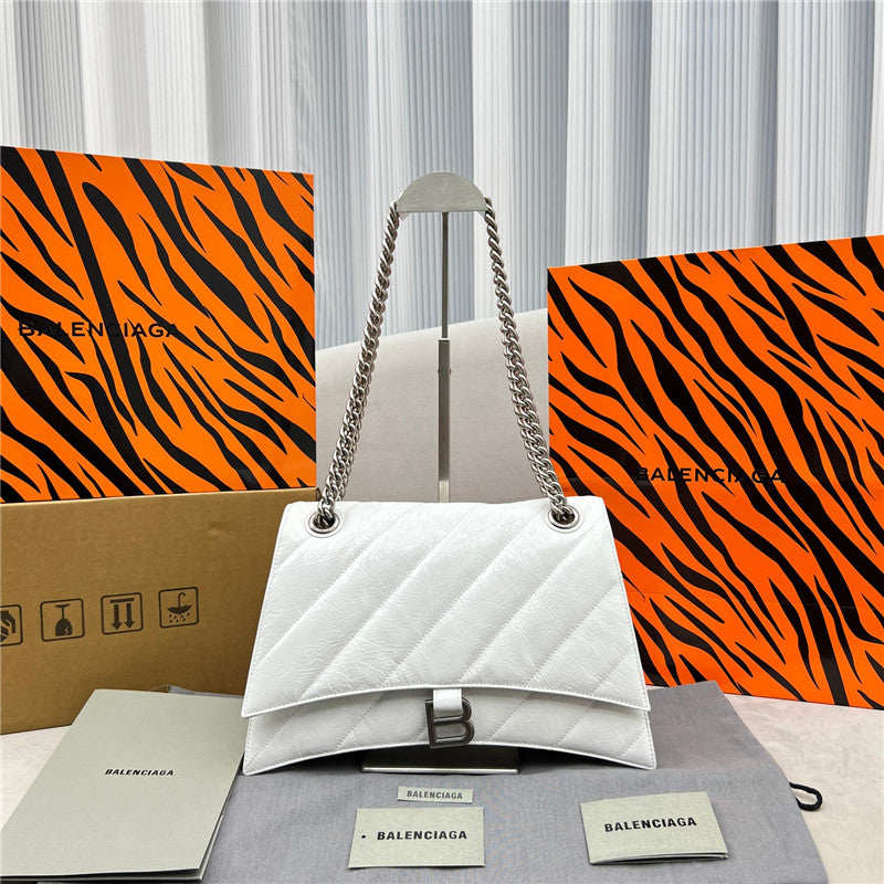 High Quality Luxury Balenciaga Crush Bag White