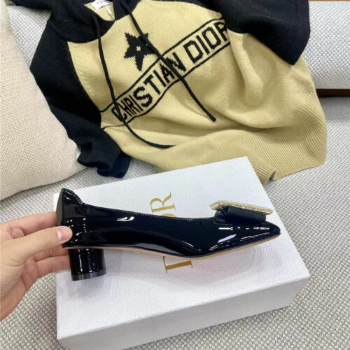 High Quality Luxury Dior Ldyle Pearl Square Buckle Retro Ballet Pumps – Style 61798 product detail
