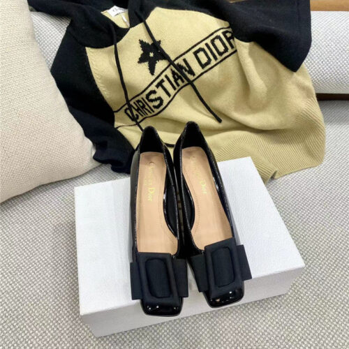 High Quality Luxury Dior Ldyle Pearl Square Buckle Retro Ballet Pumps product detail