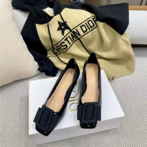 High Quality Luxury Dior Ldyle Pearl Square Buckle Retro Ballet Pumps product detail