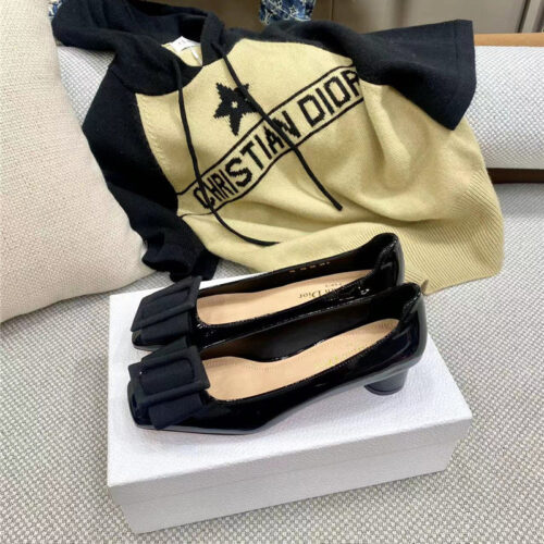 High Quality Luxury Dior Ldyle Pearl Square Buckle Retro Ballet Pumps product detail