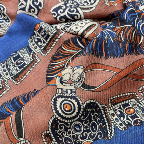 High Quality Luxury Hermes Saddle Print Cashmere Scarf – Style 26151 product detail