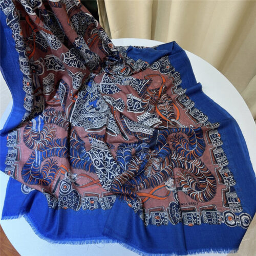 High Quality Luxury Hermes Saddle Print Cashmere Scarf – Style 26151 product detail
