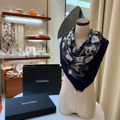 High Quality Luxury Chanel Logo Print Cashmere Scarf – Style 25105 product detail