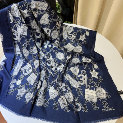 High Quality Luxury Chanel Logo Print Cashmere Scarf – Style 25105 product detail