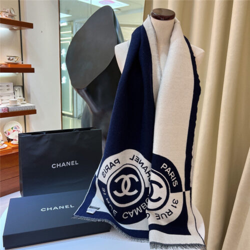 High Quality Luxury Chanel Logo Reversible Wool Scarf – Style 25112