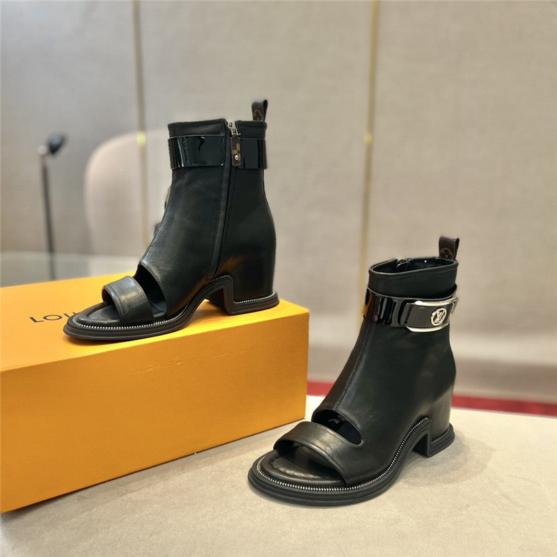 High Quality Luxury Louis Vuitton Open Toe Ankle Boots product detail