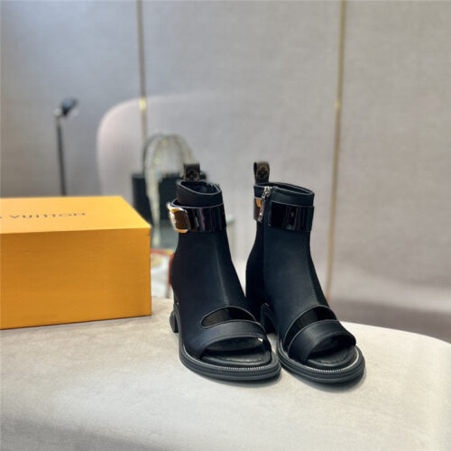 High Quality Luxury Louis Vuitton Open Toe Ankle Boots – Style 40099