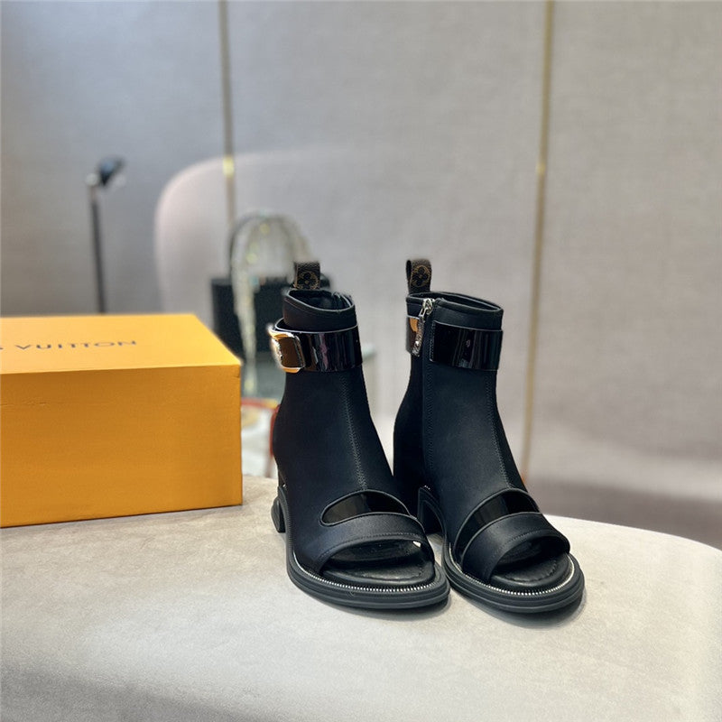 High Quality Luxury Louis Vuitton Open Toe Ankle Boots – Style 40099