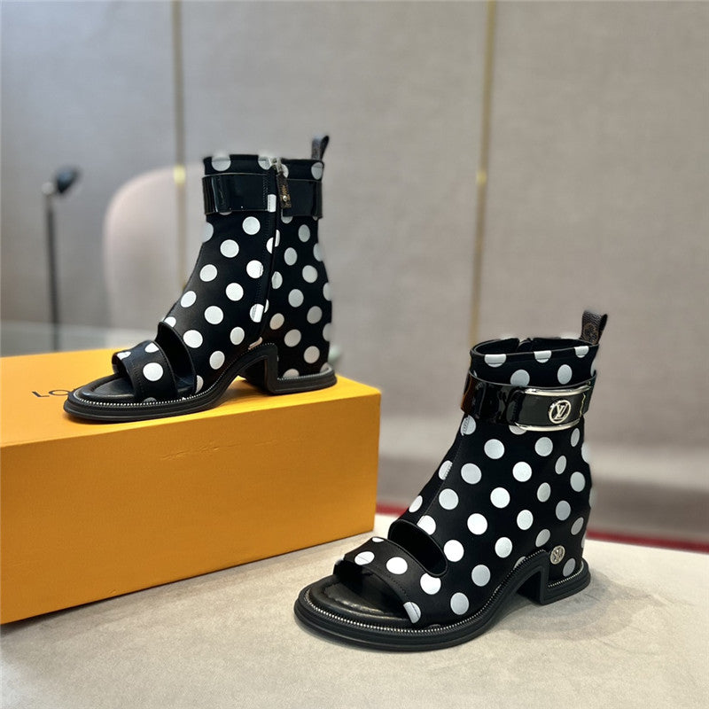 High Quality Luxury Louis Vuitton Open Toe Ankle Boots – Style 64387 product detail
