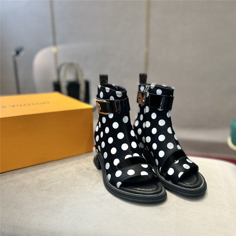 High Quality Luxury Louis Vuitton Open Toe Ankle Boots – Style 64387