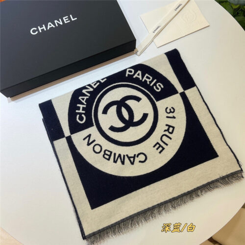High Quality Luxury Chanel Logo Reversible Wool Scarf – Style 25112 product detail