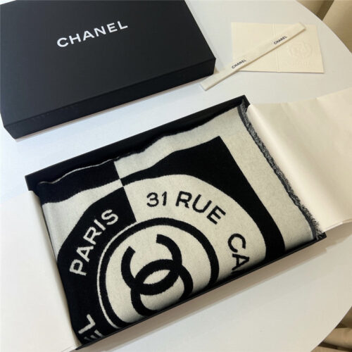 High Quality Luxury Chanel Logo Reversible Wool Scarf – Style 25110 product detail