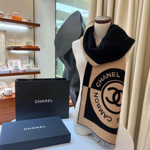 High Quality Luxury Chanel Logo Reversible Wool Scarf – Style 25111 product detail