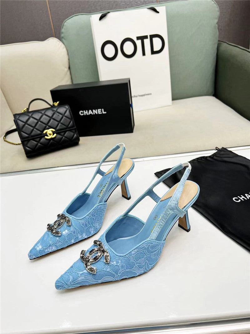 High Quality Luxury Chanel Pearl Double C Pendant Diamond Shoes