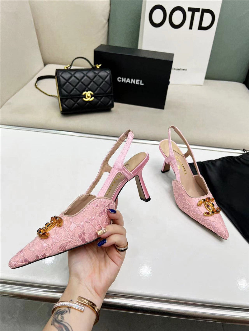 High Quality Luxury Chanel Pearl Double C Pendant Diamond Shoes – Style 26022 product detail