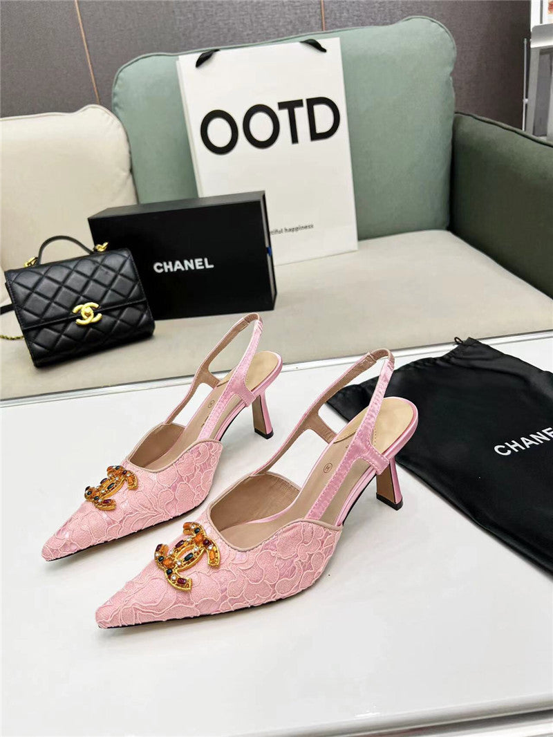 High Quality Luxury Chanel Pearl Double C Pendant Diamond Shoes – Style 26022