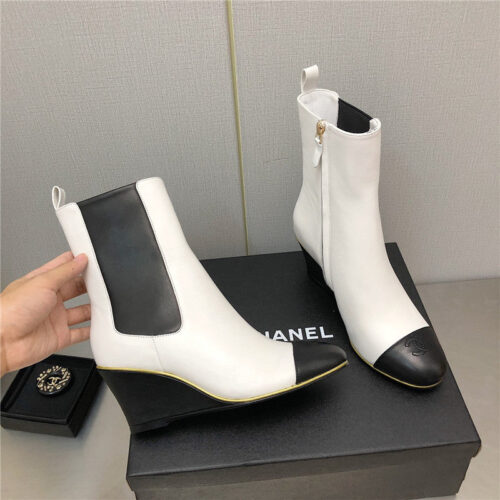 High Quality Luxury Chanel Wedge Ankle Boots – Style 46982 product detail