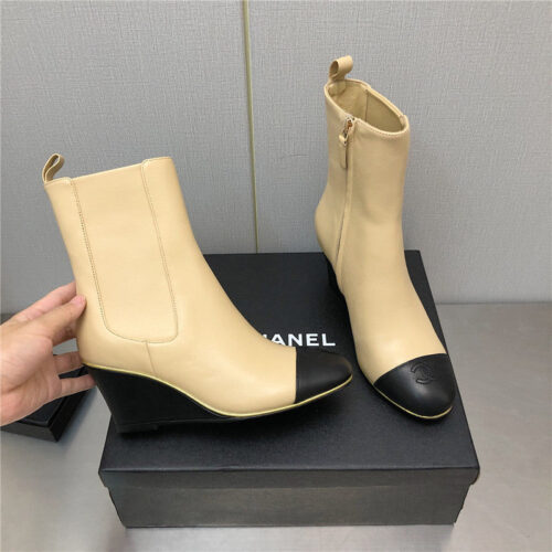 High Quality Luxury Chanel Wedge Ankle Boots – Style 48678 alternate view