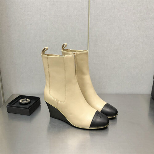 High Quality Luxury Chanel Wedge Ankle Boots – Style 48678
