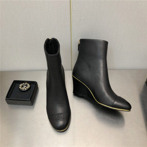 High Quality Luxury Chanel Wedge Ankle Boots – Style 15910 product detail