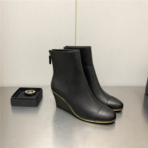 High Quality Luxury Chanel Wedge Ankle Boots – Style 15910