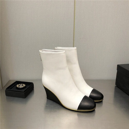 High Quality Luxury Chanel Wedge Ankle Boots – Style 83142
