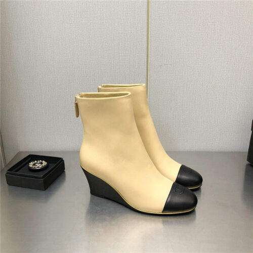 High Quality Luxury Chanel Wedge Ankle Boots – Style 50374
