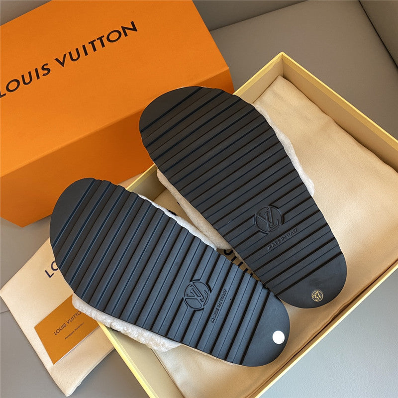 High Quality Luxury Louis Vuitton Platform Fur Slippers product detail