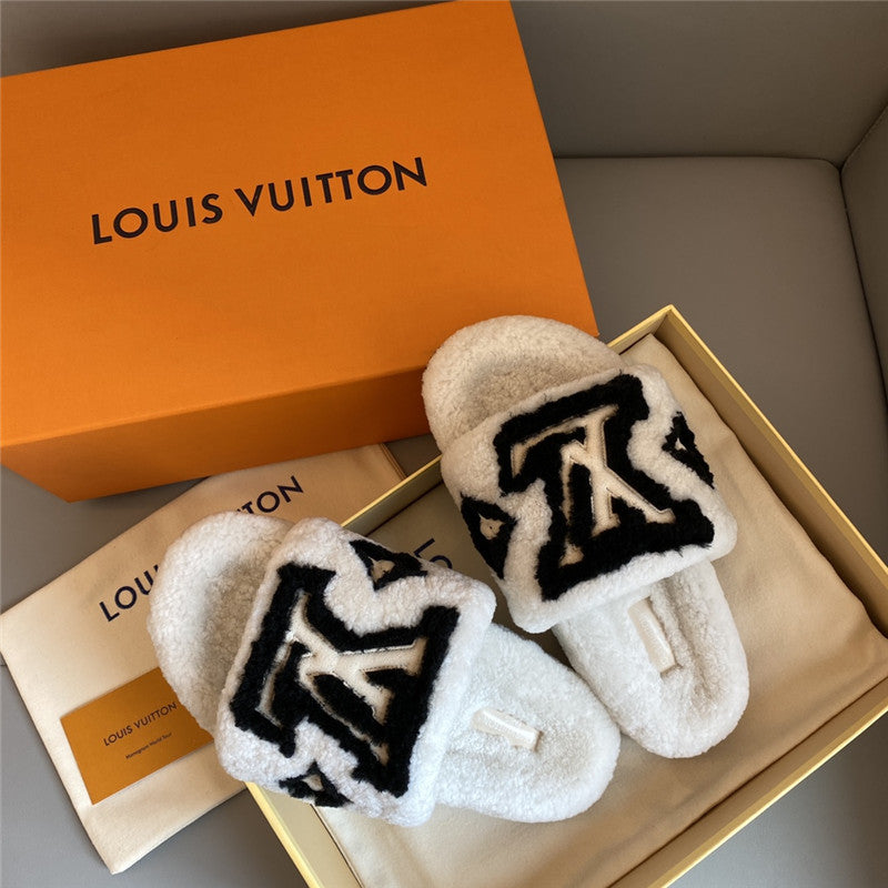 High Quality Luxury Louis Vuitton Platform Fur Slippers product detail
