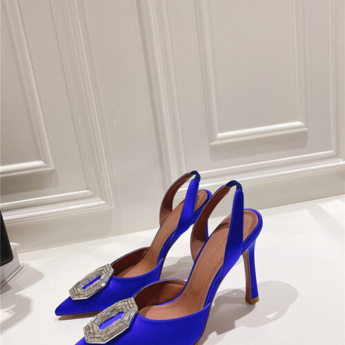 High Quality Luxury Amina Muaddi High-End Rhinestone Original Buckle Pumps