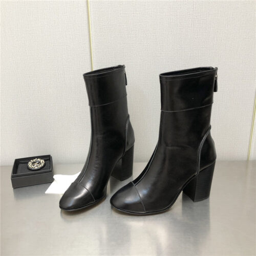 High Quality Luxury Chanel Chunky Heel Ankle Boots – Style 19686 alternate view