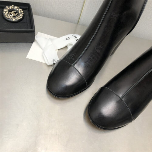 High Quality Luxury Chanel Chunky Heel Ankle Boots – Style 19686 product detail