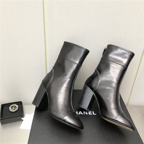 High Quality Luxury Chanel Chunky Heel Ankle Boots – Style 19686 product detail