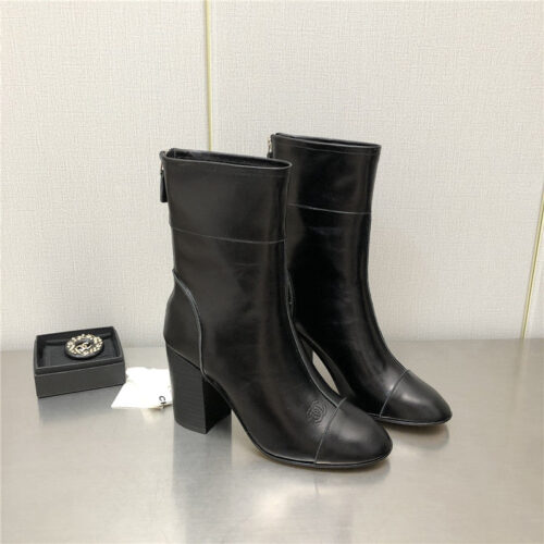 High Quality Luxury Chanel Chunky Heel Ankle Boots – Style 19686