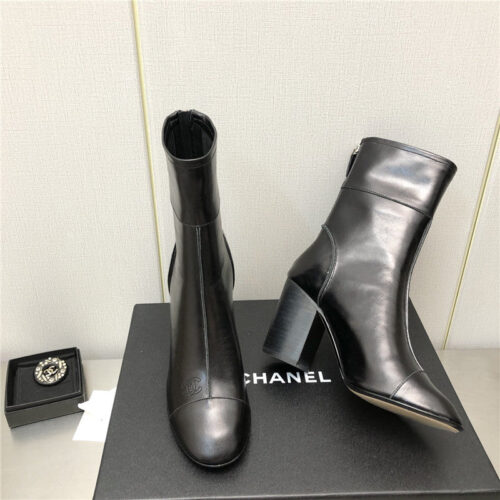 High Quality Luxury Chanel Chunky Heel Ankle Boots – Style 19686 product detail