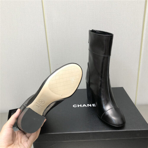 High Quality Luxury Chanel Chunky Heel Ankle Boots – Style 19686 product detail