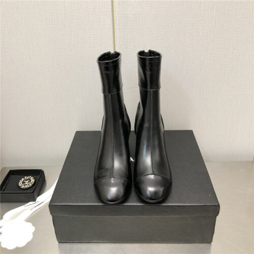 High Quality Luxury Chanel Chunky Heel Ankle Boots – Style 43974 product detail
