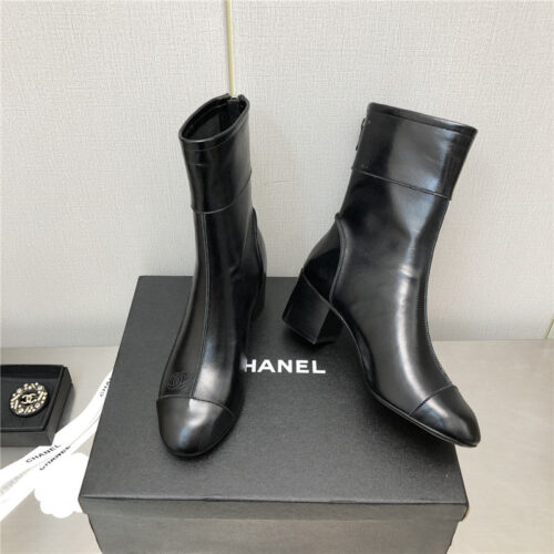 High Quality Luxury Chanel Chunky Heel Ankle Boots – Style 43974 product detail