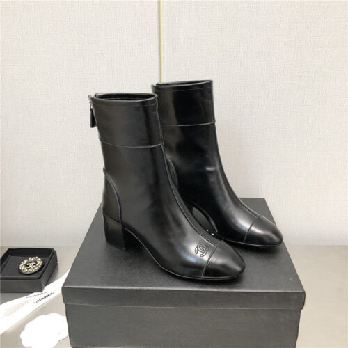 High Quality Luxury Chanel Chunky Heel Ankle Boots – Style 43974