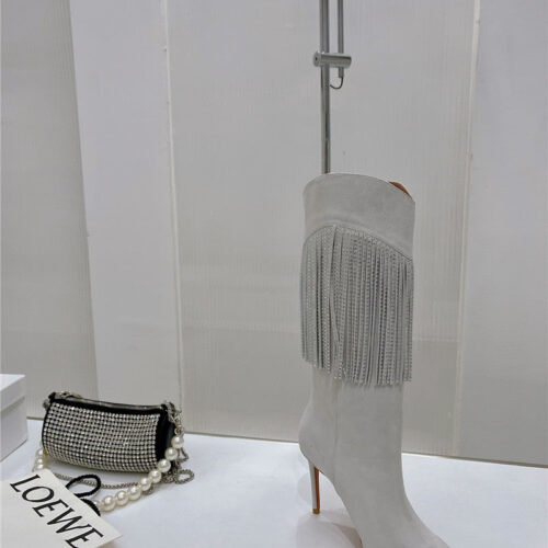 High Quality Luxury Amina Muaddi Fringed Long Boots – Style 55747 product detail