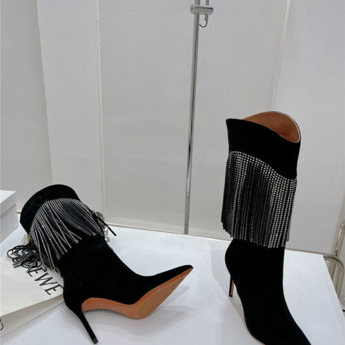 High Quality Luxury Amina Muaddi Fringed Long Boots – Style 21283 product detail