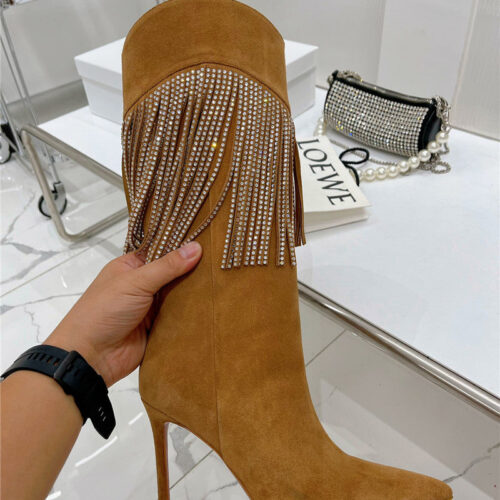 High Quality Luxury Amina Muaddi Fringed Long Boots product detail